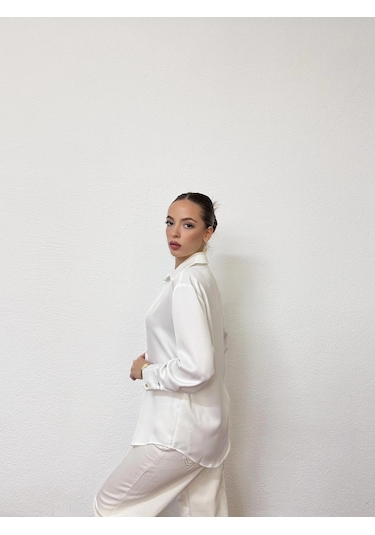 Proto Suit Duble Saten Gömlek Ekru