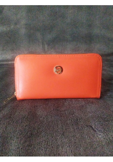 Yatay Turuncu Kadın Cüzdanı - Mk Tokalı Turuncu