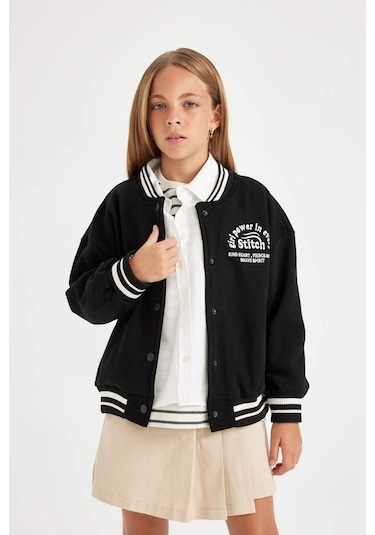 Defacto Kız Çocuk Kolej Yaka Kalın Kumaş İçi Yumuşak Tüylü Bomber Hırka A4816A824AUBK81 Siyah Defacto Kız Çocuk Kolej Yaka Kalın Kumaş İçi Yumuşak Tüylü Bomber Hırka A4816A824AUBK81 Siyah
