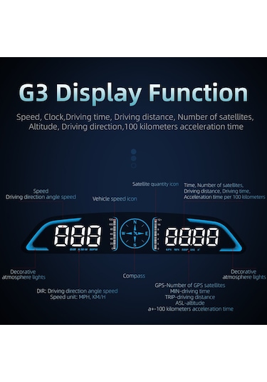Ultron G3 Dijital Hud Unıversal Araç Gps Hız Göstergesi Pusula