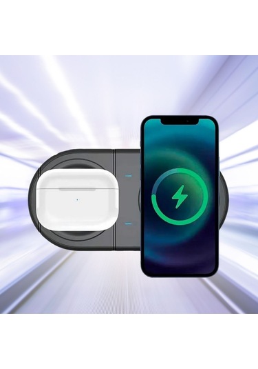 2si 1arada Kablosuz Saat,kulaklık Ve Telefon Hızlı Şarj Etme Aparatı