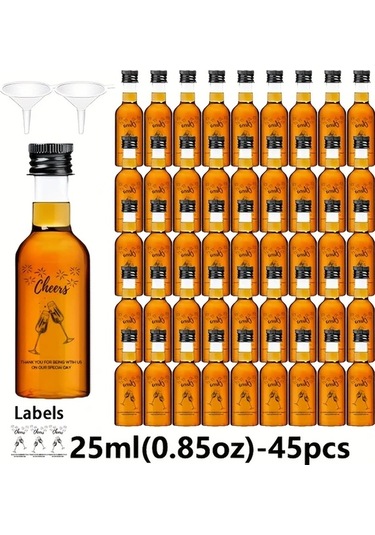 Willowhaven Siyah Kapaklı 45 Adet 25ml Mini Düğün Likör Şişesi Parti Hediyesi