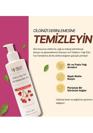 Vi&op Cosmetics Gilaburu Yağı Özlü Yüz Temizleme Jeli