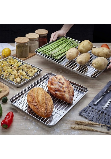 Xurunkeji Çıkarılabilir Soğutma Raflı Paslanmaz Çelik Fırın Tepsisi Yapışmaz Cips Sepeti Fırın Kabı Izgara Barbekü Tepsisi Aksesuarları, B Gümüş Xurunkeji Çıkarılabilir Soğutma Raflı Paslanmaz Çelik Fırın Tepsisi Yapışmaz Cips Sepeti Fırın Kabı Izgara Barbekü Tepsisi Aksesuarları, B Gümüş