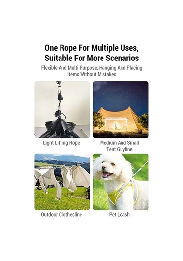 Supermarket1 4'lü Metal Makaralı Kamp Halatı - 75kg, Yüksek Kapasiteli Çadır İpi Diğer