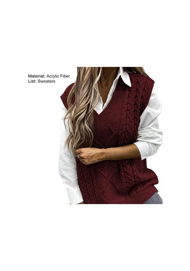 Saf Renk Kolsuz Kazak Yelek Sıcak Trendy Büküm Örme Kadın Yelek Günlük Giyim İçin Mavi