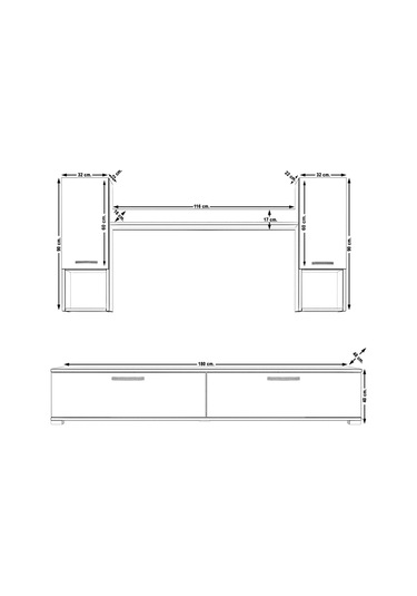 Decoraktiv Eko 5da Mdf Std Tv Ünitesi Tv Sehpası Pera - Siyah