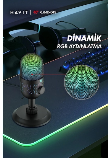 Havit Gamenote GK52 RGB Profesyonel Oyuncu Yayıncı Mikrofonu