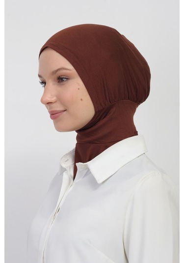 Pratik Esnek Likralı Boyunluklu Geçmeli Bone Çikolata