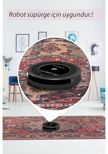 Folk Vintage Desenli Dokuma Taban Dekoratif Renkli Halı Ba 07