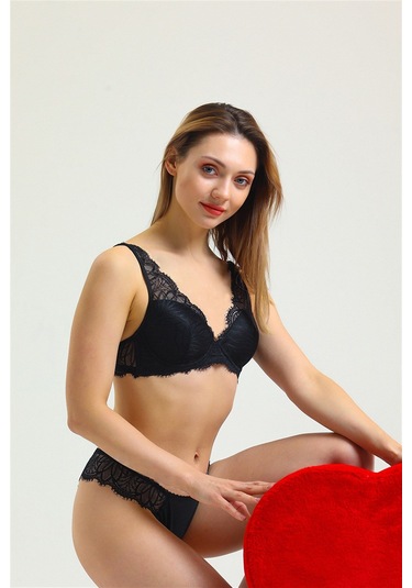 Magic Form 3685 Kadın İnce Dantelli Süngerli Sütyen-siyah Siyah