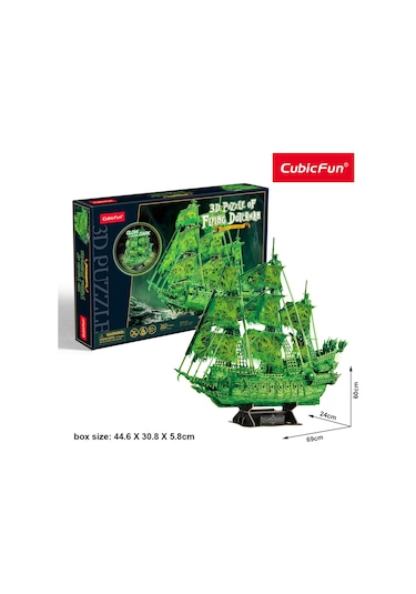 Uçan Hollandalı Gemisi 3d Puzzle T4041h - Karanlıkta Parlayan