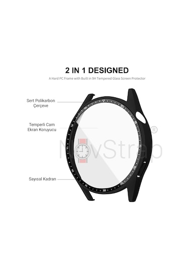 Huawei Watch Gt3 46Mm Temperli Cam Ekran Ve Kasa Koruyucu Sert Pc
