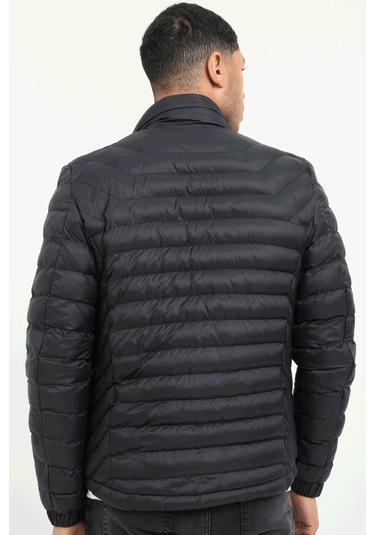 Siyah Kapitone Slim Fit Erkek Mont -25288 Siyah