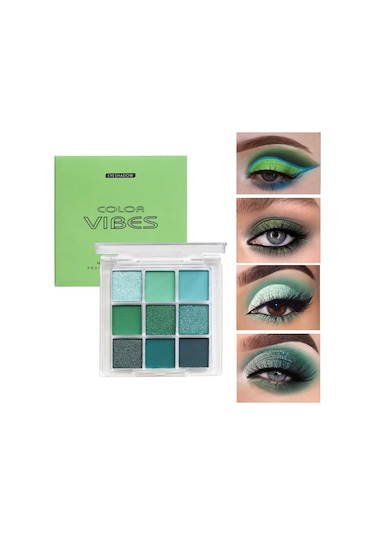 9 Renk Sedefli Glitter Mat Gümüş Gri Karbon Siyah Çimento Göz Farı Makyaj 302 C01