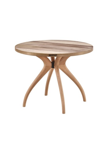 Masifart Sverus 90 Lık Ceviz Samyeli 4 Lü Yuvarlak Masa Cilasız Ham