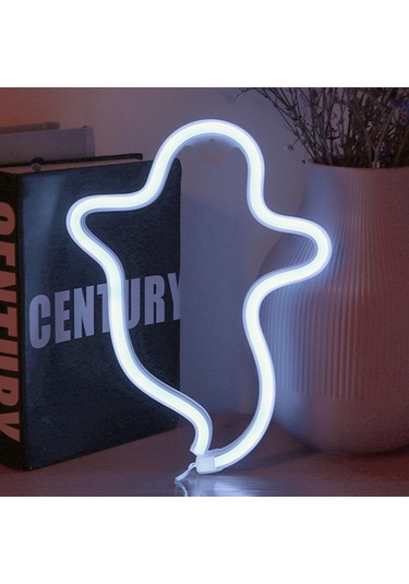 Maiyame Halloween Hayalet Led Işığı - 3xaa Pil Ve Usb Çift Besleme - Sürekli Aydınlatma - Beyaz Işık Beyaz