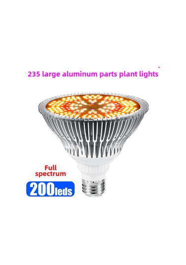 Geeroyoo E27 150w 200 Led Bitki Büyüme Lambası, Tam Spektrum Güneş Işığı, Sebze-bitki Geliştirici, 85-265v Dayanıklı Alüminyum-pc, Ev/çiftlik Kullanıma Uygun Diğer