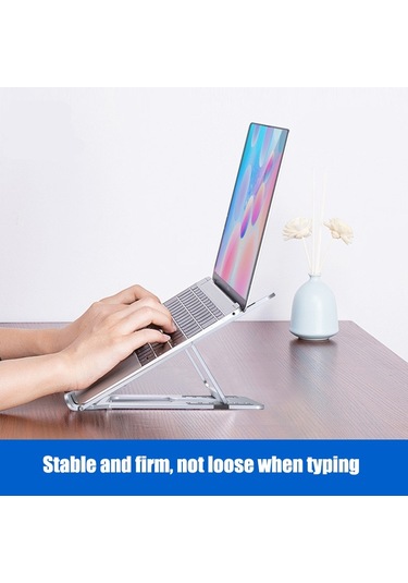 D24-3 Alüminyum Alaşımlı Dizüstü Bilgisayar Soğutma Standı Katlanabilir Masaüstü Yüksekliği Ayarlanabilir Dizüstü Bilgisayar Braketi - Gri