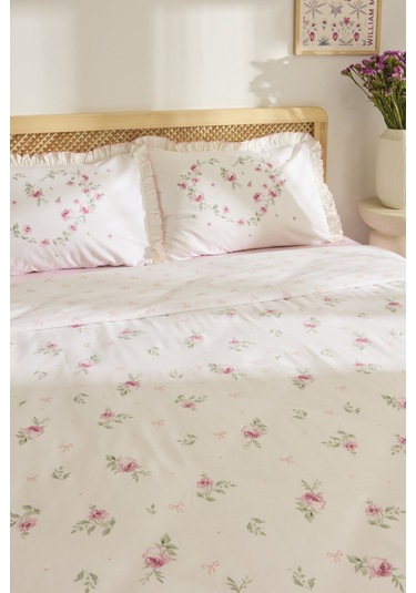 Kaşmir Home Pure Lov %100 Pamuk Çift Kişilik Nevresim Takımı Rose Rose