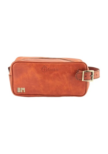 Twingold İsme Özel Dopp Kit Kişisel Bakım Ve Seyahat Çantası - %100 Rainbow Deri - Ac14004 - Tobacco Tobacco