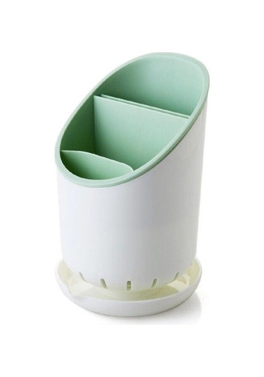 Yeşil Sofra Depolama Braketi Plastik Drenaj Boru Konteyner Kurutma Raflı Stand Bıçaklar Kaşık Çatal Konteyner Mutfak Aracı