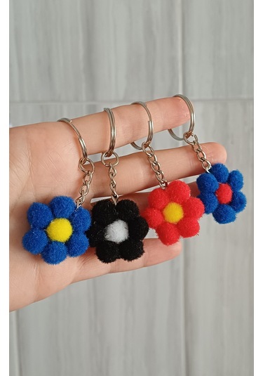 Çiçek Anahtarlık - 20 Adet - Renkli Anahtarlık - Hediyelik Anahtarlık Çok Renkli