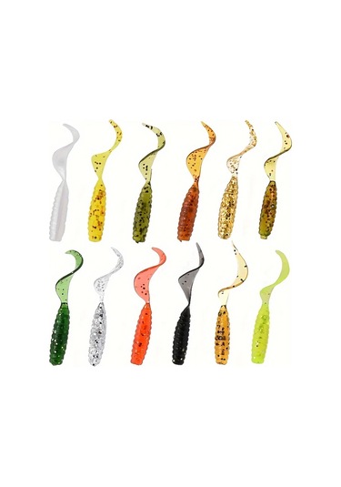 Fochsia 100 Adet 2.36 İnç Rastgele Renk Yüksek Kalite Pvc Yumuşak Solucan Yem Kuyruklu Balık Olta