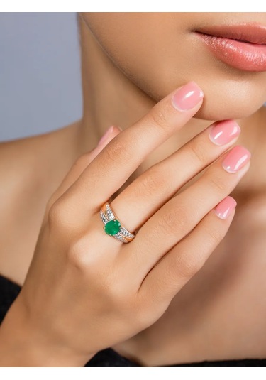 Lamponi Büyük Taşlı 925 Ayar Gümüş Agat Altın Kaplama Yüzük 49193063 Altın