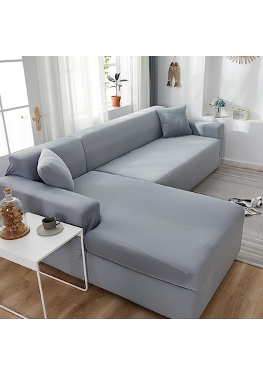 Rogfer Halka Açık Gri 145-185cm İki Kişilik Koltuk Örtüsü: Tüm Yüzeyli, Kaymazsız, Esnek Kumaş, Ev Dekoru İçin Pratik Koltuk Kılıfı Diğer DiğER