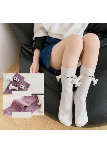 Suntek Sevimli Orta Tüp Çorap Kulüp Ünlü Ayak Komik Beyaz Beyaz