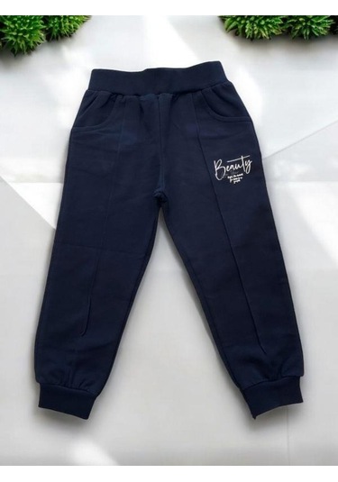 Kız Çocuk Pamuklu Beli Paçası Lastikli Eşofman Alt-15145 Lacivert