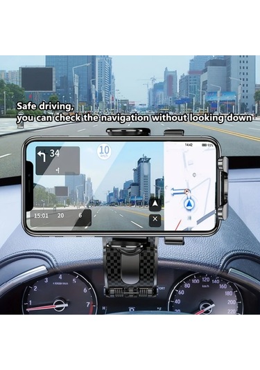 Xuweiwei 1 Adet Siyah Evrensel Araba Telefon Tutucu 360 Derece Dönebilen Karbon Fiber Desenli Şok Emici Abs Çok Fonksiyonlu Navigasyon Tutucu