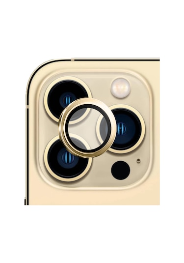 Safeus Safir Temperli Kamera Lens Koruyucu Apple Uyumlu iPhone 13 Pro Max Ve İle Altın