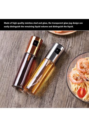Aubyhe 100ml Cam Zarfli Yağ Spreyi - Paslanmaz Çelik Vana, İnce Buhar Dağıtımı, Mutfak & Barbekü İçin Gümüş