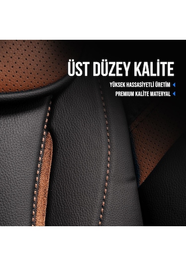 Panda Pars Serisi Deri Oto Koltuk Kılıfı - Siyah - Taba