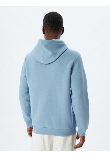 Koton Şardonlu Pamuklu Basic Kapşonlu Sweatshirt Mavi 5wam70001mk Mavi