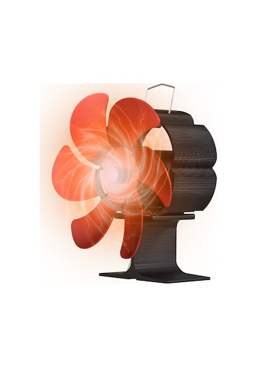 Taşıma Saplı Ve Aşırı Isınma Korumalı 6 Kanatlı Isı Güçlü Soba Fanı Ta Kırmızı