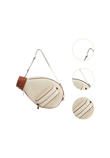 Suntek Tenis Çantası Omuz Kadın Erkek Açık Beyaz-kahverengi