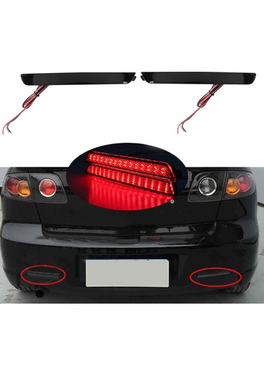 Sointeresting Araba Arka Tampon Reflektör Işıkları Toz Geçirmez Su Geçirmez Kuyruk Durdurma Lambası Fren Lambası Mazda 3 Axela 2004-2009