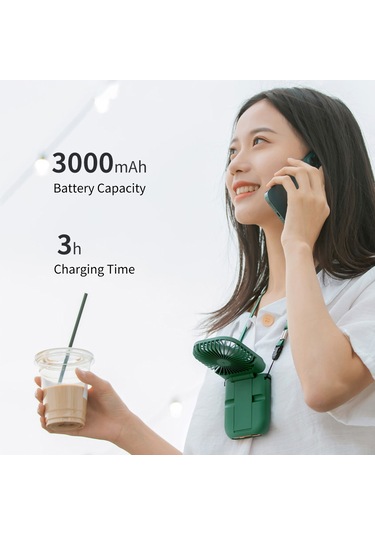 Honmex Boyun Bağlı Taşınabilir Fan, 3 Hızlı, 180 Açı Ayarlı, Telefon Tutucu Ve Power Bank Özellikli, Pembe