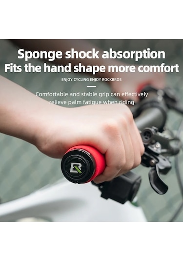 Rockbros 40720005001 1 Çift Bambu Ortak Gidon Sapları, Toz Fişli Eva Sünger Bisiklet Kolu Kapağı - Siyah