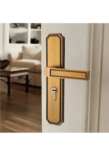 Willowhaven Sarı Bronz Avrupa Klasik Moda Yatak Odası Kapı Kolu Seti Sessiz Mekanik Kilit Dayanıklı.