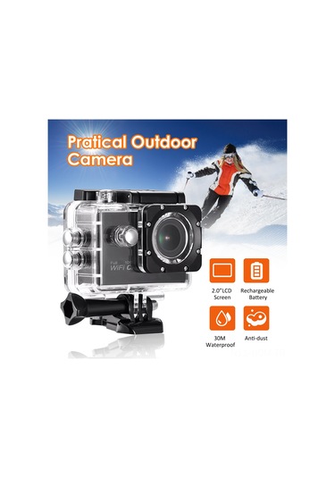 Suofeng Siyah 1080p Full Hd Spor Kamera - 30m Su Geçirmez, 140 Geniş Açı Lens, 2.0" Ekran, Dış Mekan Ve Su Altı Kaydı Siyah