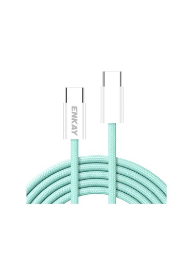 Enkay Cb174 Candy Color 60w Usb-c / Type-c'den Type-c'ye Şarj Veri Kablosu, Uzunluk:1.5m Yeşil