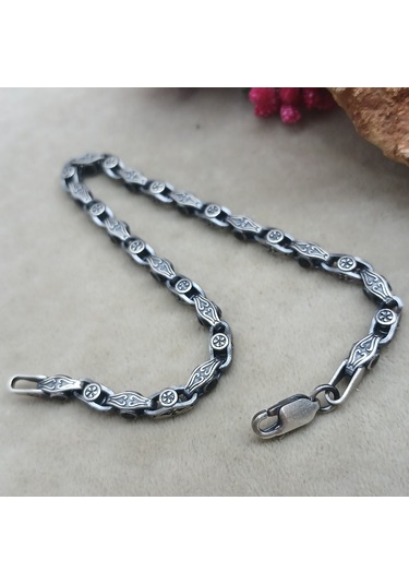 Bir Gümüş Aşkı 925 Ayar Gümüş Kenarı Taşlı Yeni Model Bileklik