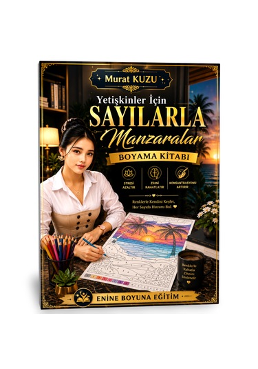 Yetişkinler İçin Sayılarla Manzaralar Boyama Kitabı