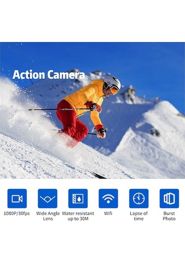 Trendooze 2.0 İnç Lcd Ekranlı 1080p Ultra Hd Aksiyon Kamerası 12mp 30m Su Geçirmez Sarsıntı Önleyici 120 Geniş Açı Su Geçirmez Kasa Adaptörleri Jj Siyah