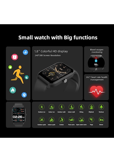 Xindoker 1.8" Ips Ekranlı Ip68 Su Geçirmez Akıllı Saat (İthalatçı Garantili)