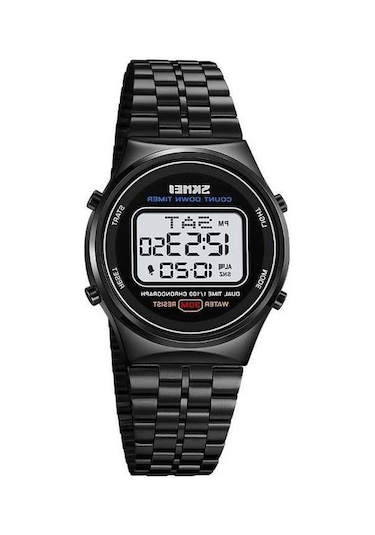 Fastbuy Skmeı 1882 Çok Fonksiyonlu Erkekler 30m Su Geçirmez Paslanmaz Çelik Dijital Bilek Saati Siyah Beyaz Çok Renkli